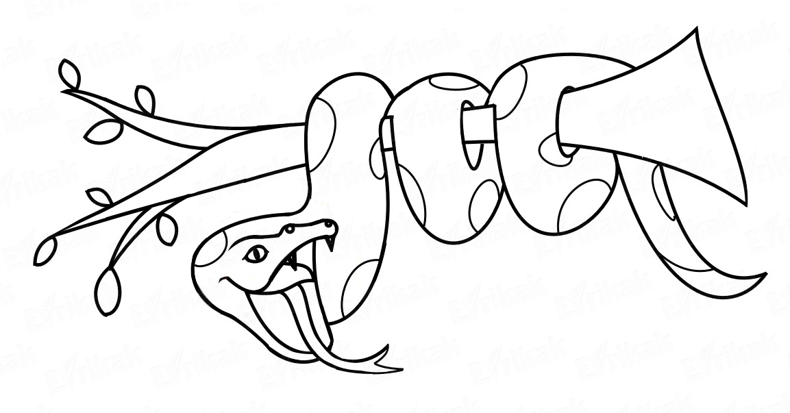 Раскраска «Змея на ветке»