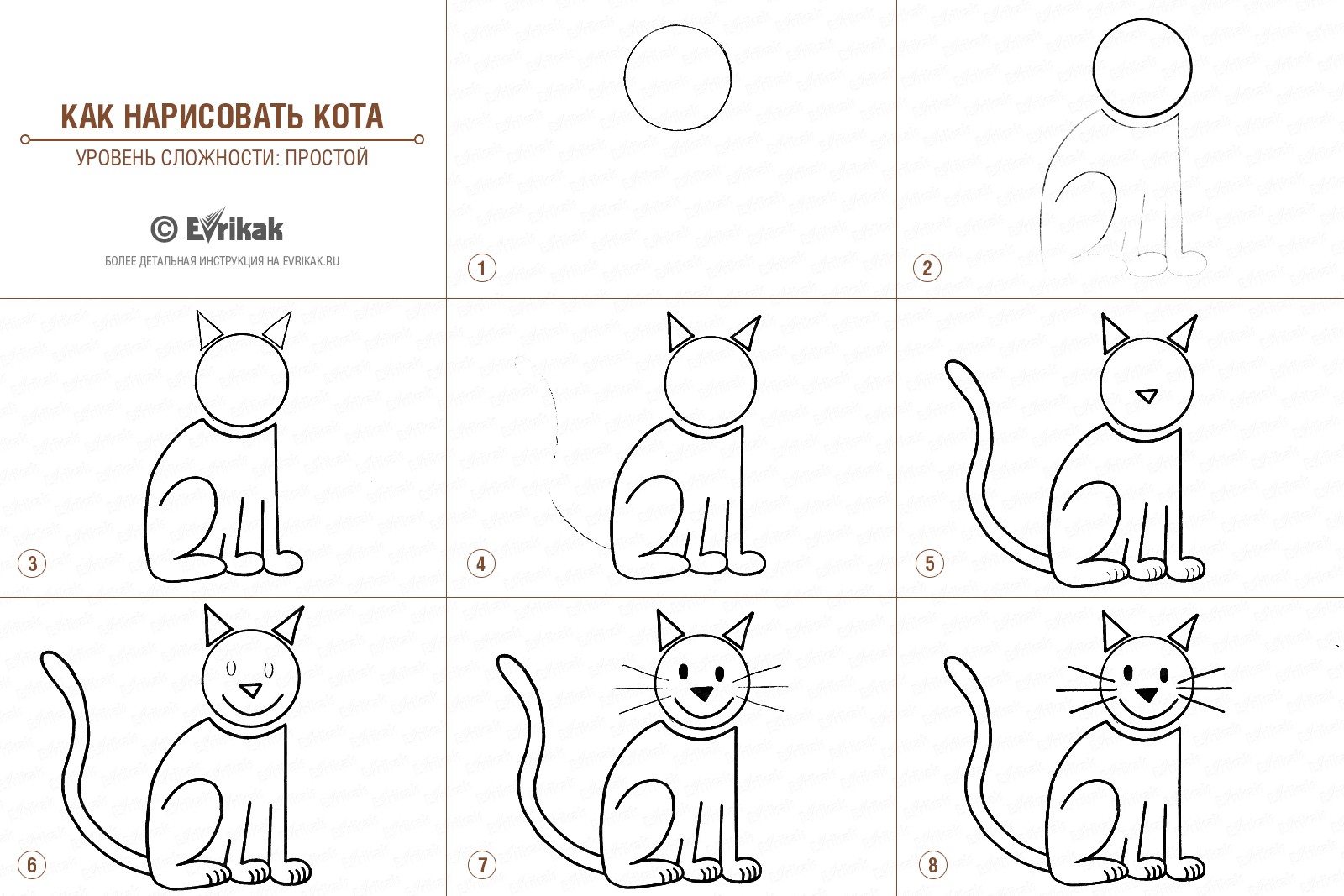 как нарисовать кота уровень сложности простой