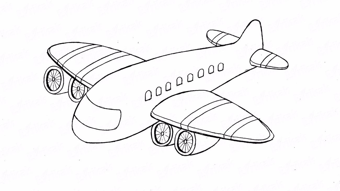 Как поэтапно нарисовать самолет карандашом