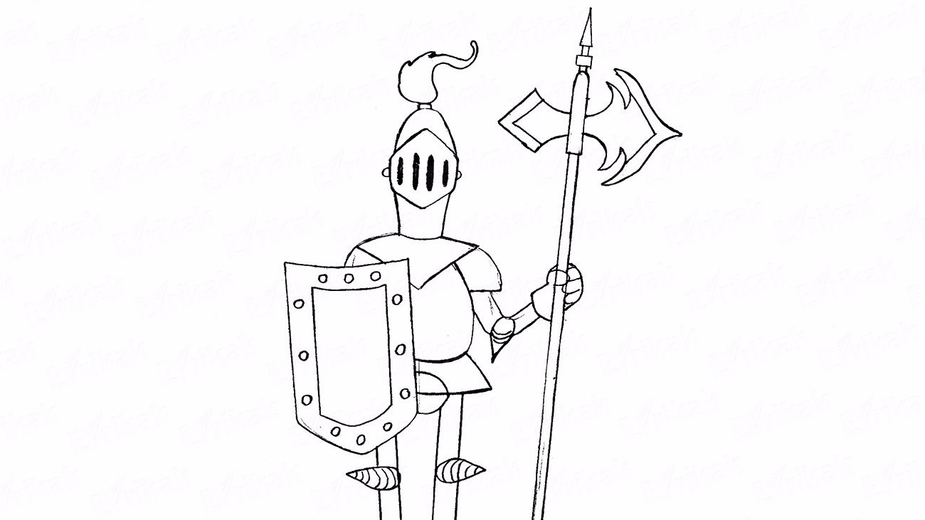 Как нарисовать средневекового рыцаря с копьем