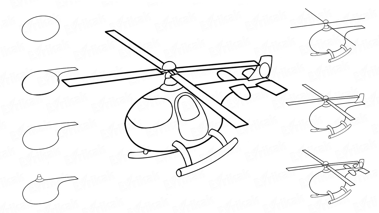 Как нарисовать детский вертолет поэтапно