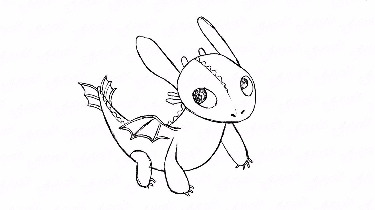 Как нарисовать карандашом поэтапно дракона Беззубика