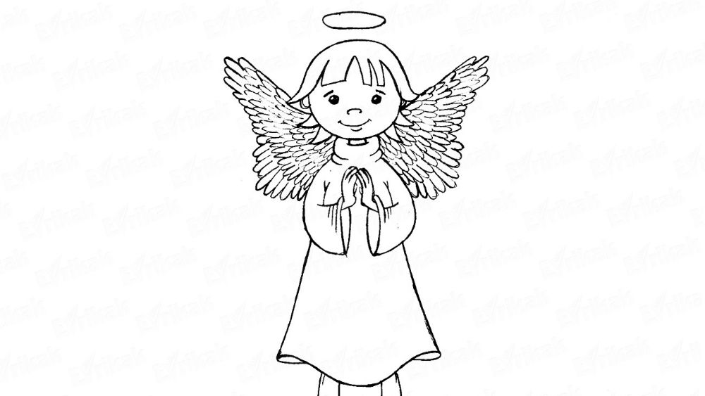 Как карандашом нарисовать ангела с крыльями