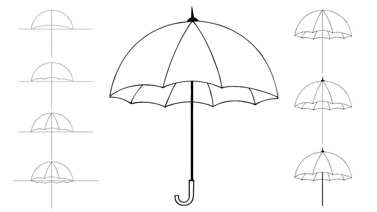 Как карандашом нарисовать зонт для детей