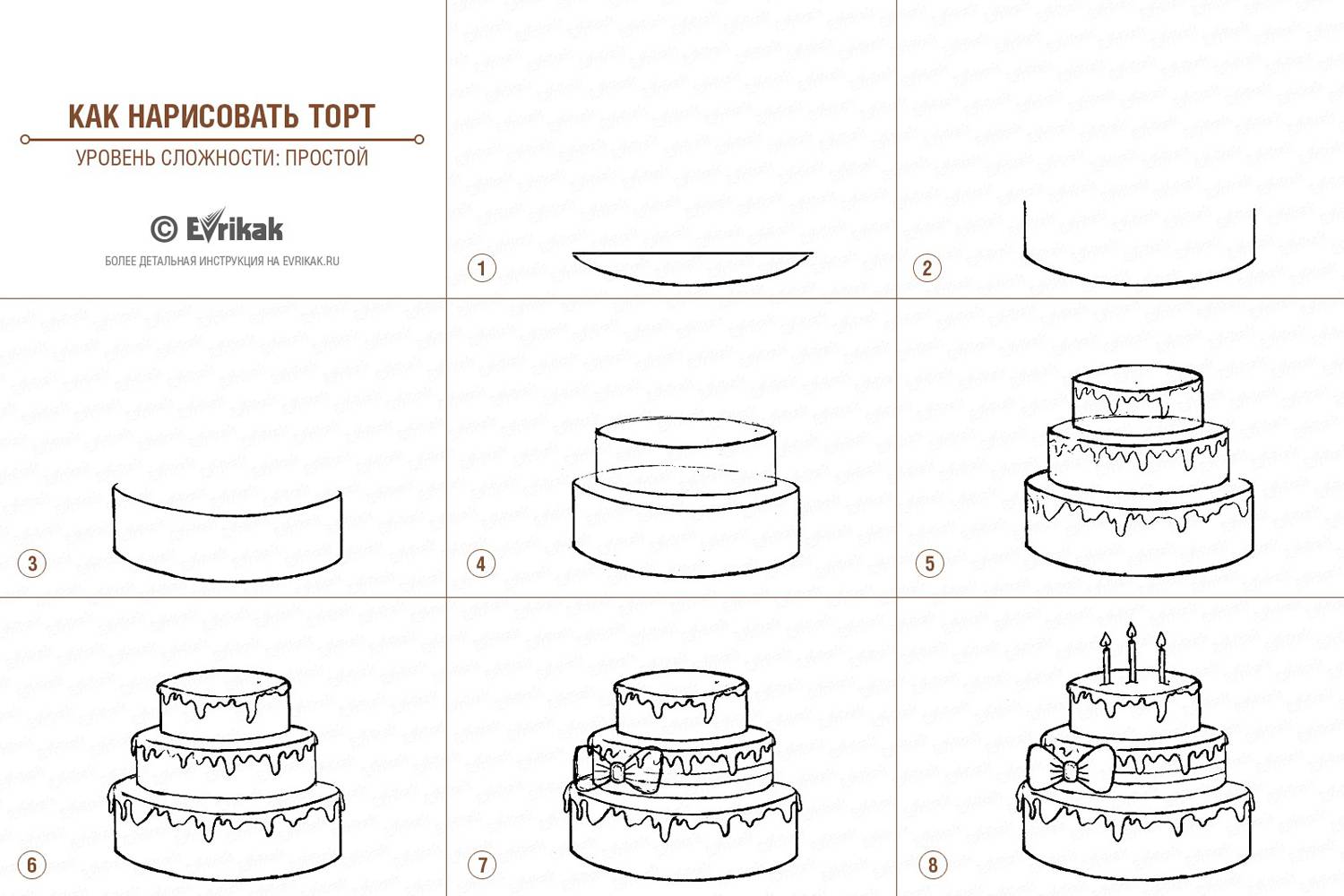 collage_как нарисовать торт (уровень сложности простой)