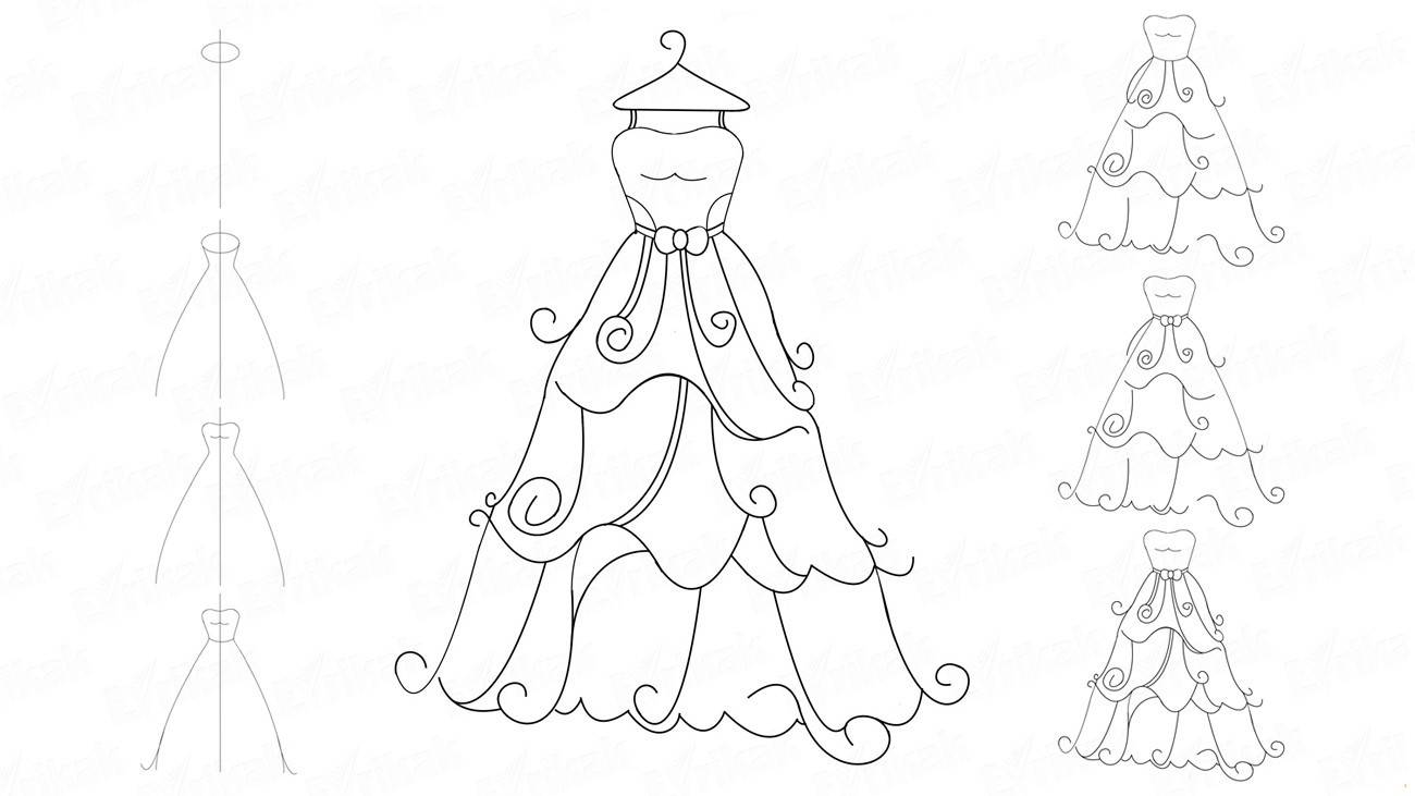 Как нарисовать бальное платье для принцессы