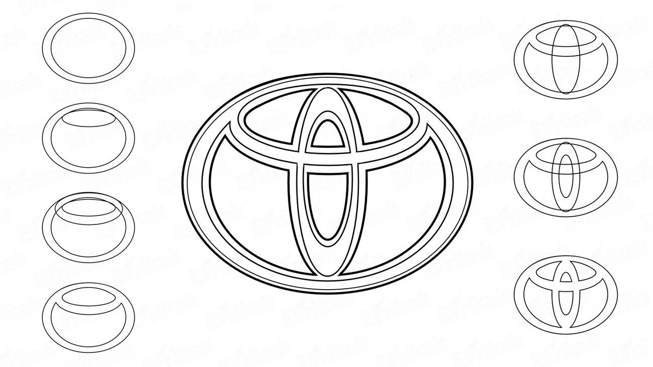 Как поэтапно нарисовать значок Тойота
