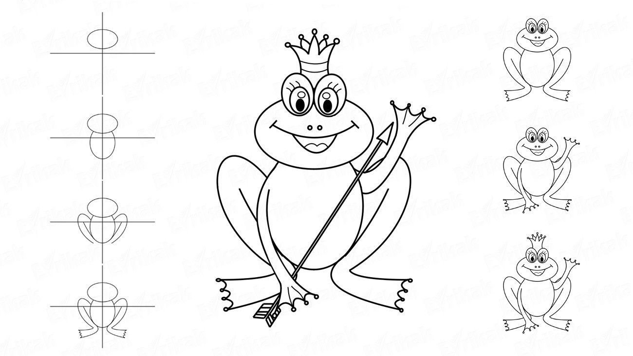 Как поэтапно нарисовать царевну лягушку
