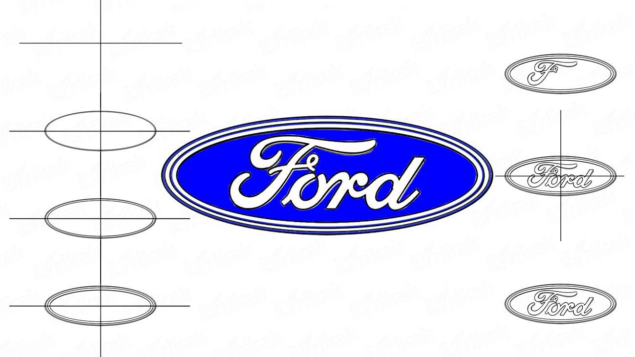 Как пошагово нарисовать логотип автомобиля Форд