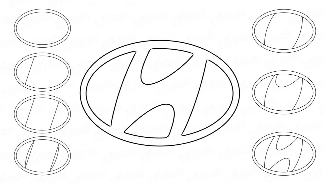 Как поэтапно нарисовать значок автомобиля Хюндай