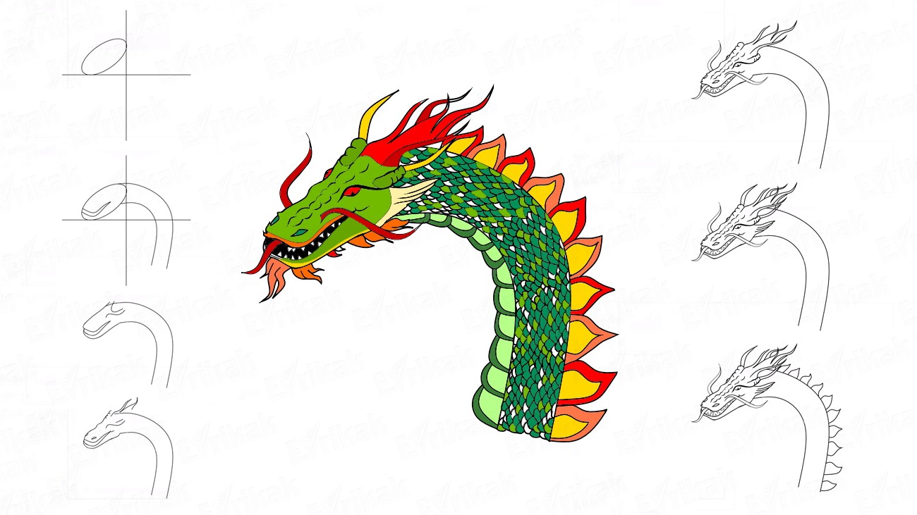 Учимся рисовать японского дракона