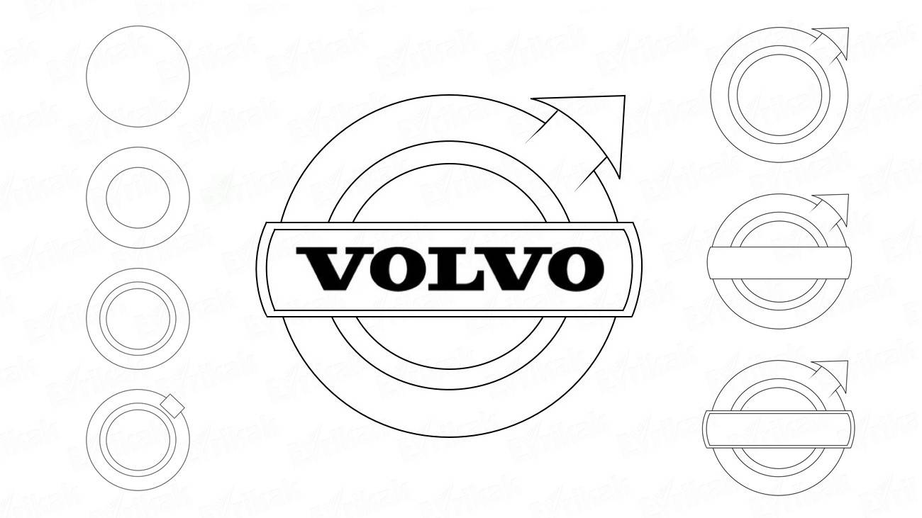 Как нарисовать значок автомобиля Volvo