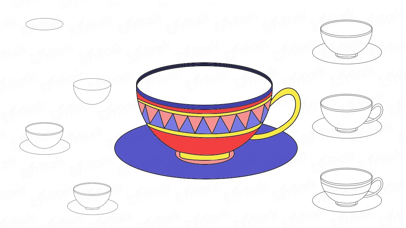 Как нарисовать чашку с блюдцем (+ раскраска)