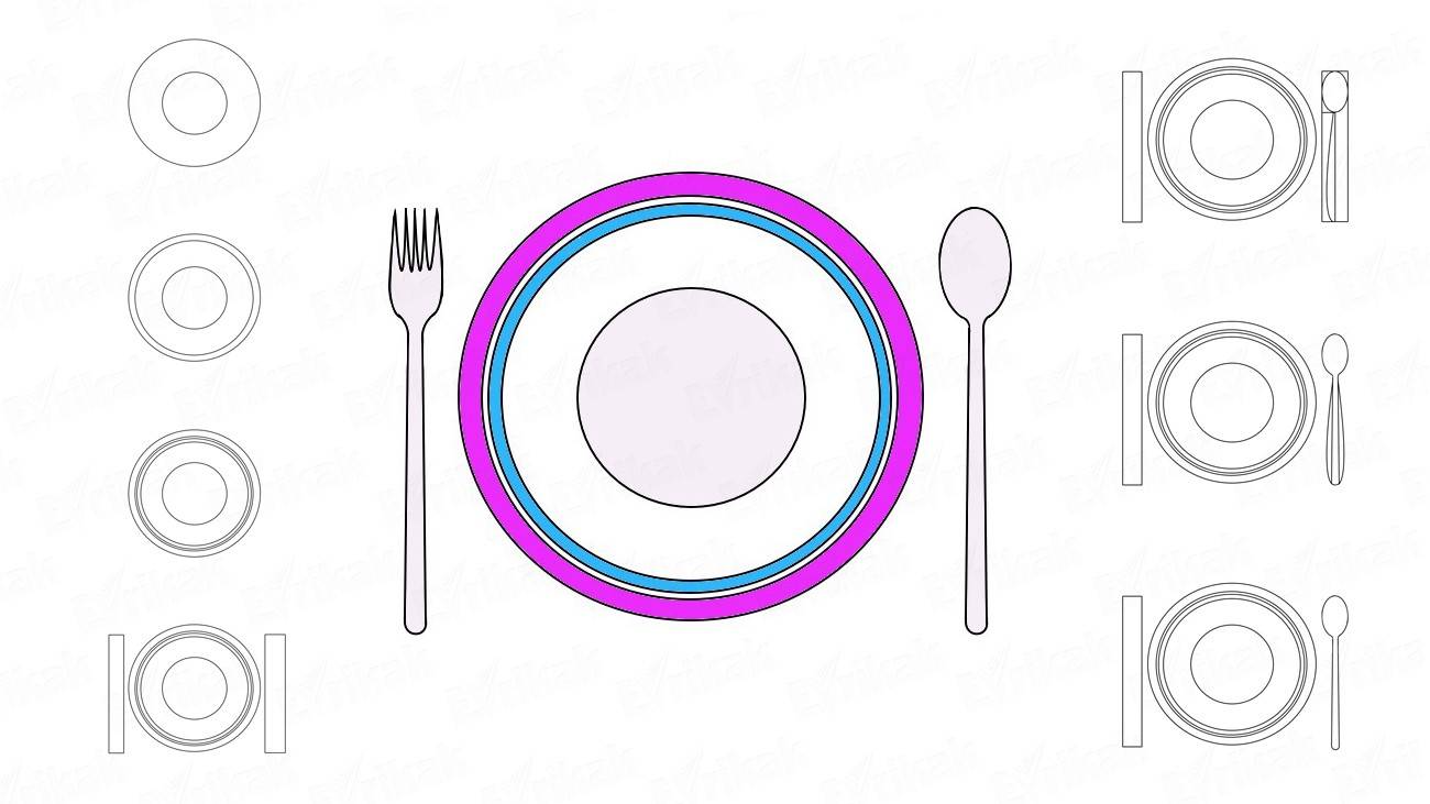 Как нарисовать тарелку с приборами