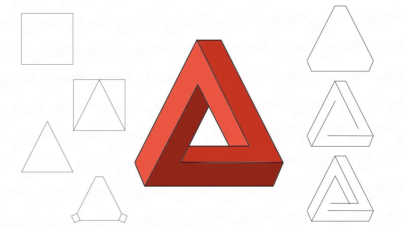 Как нарисовать 3D треугольник (+ раскраска)