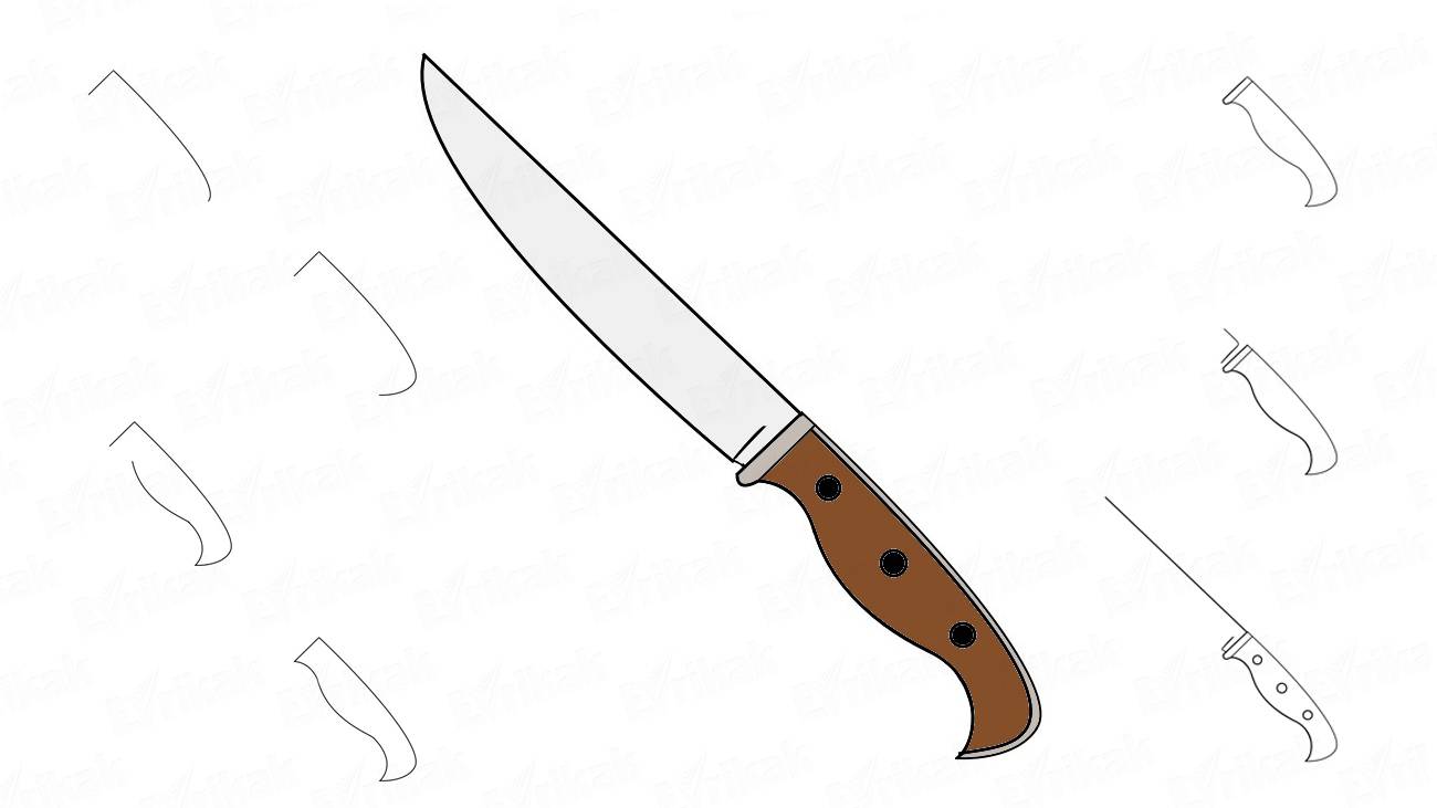 Как пошагово нарисовать кухонный нож