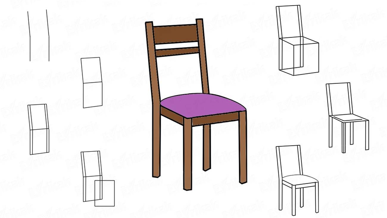 Как нарисовать деревянный стул