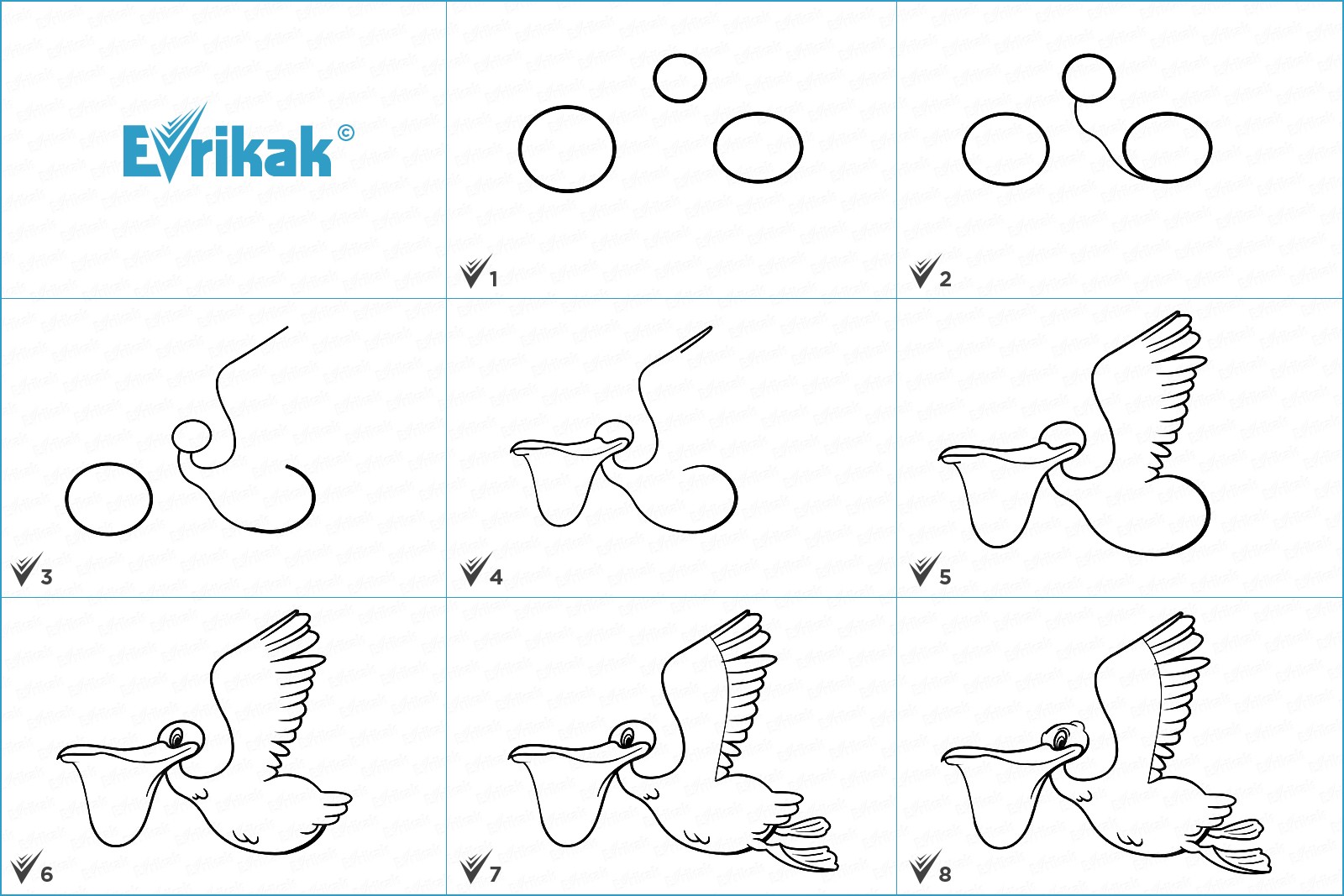 Коллаж, как нарисовать пеликана