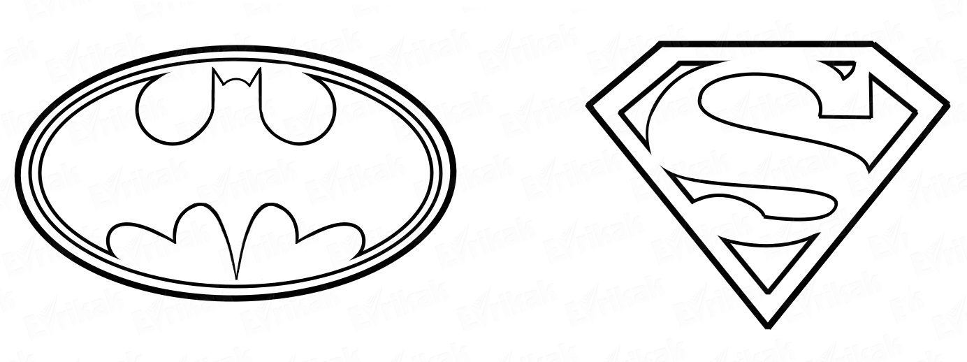 Раскраска Значки Бетмена и Супермена