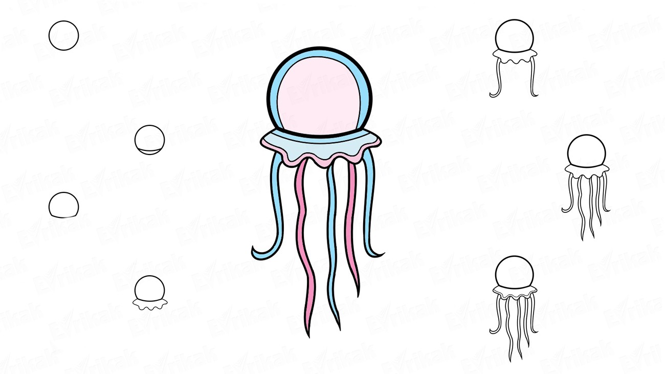 Как поэтапно нарисовать медузу