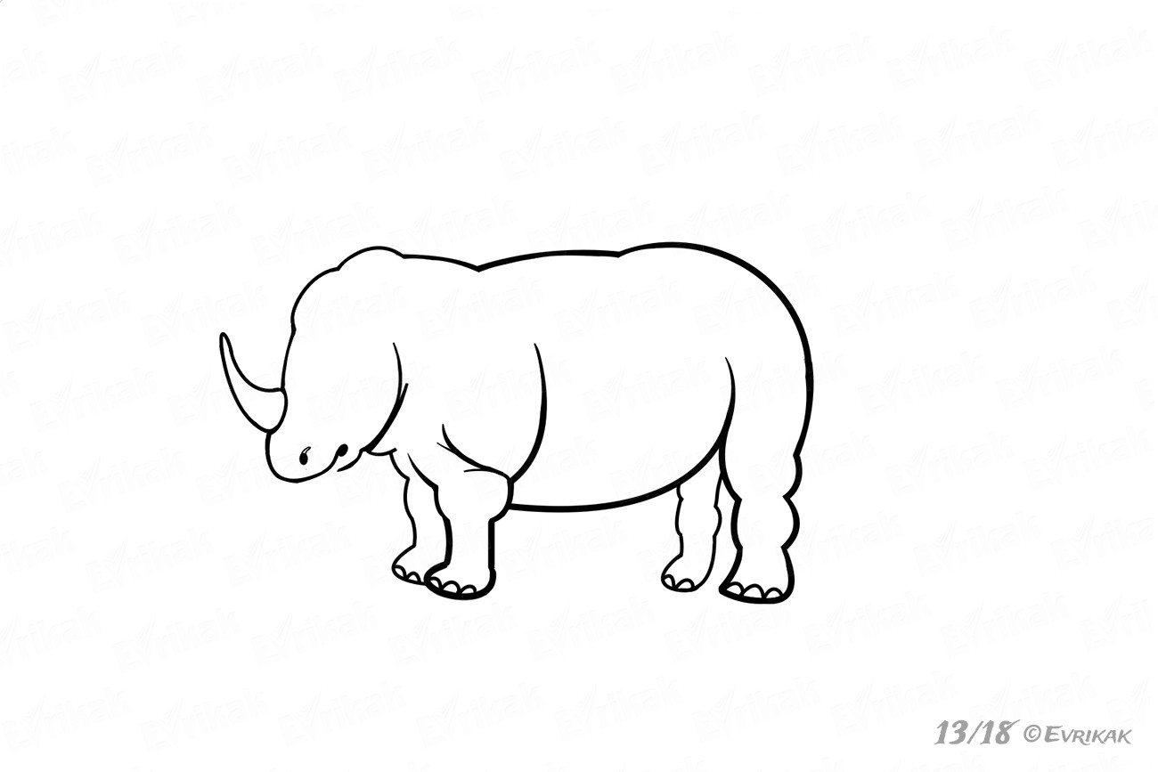 Как пошагово нарисовать носорога