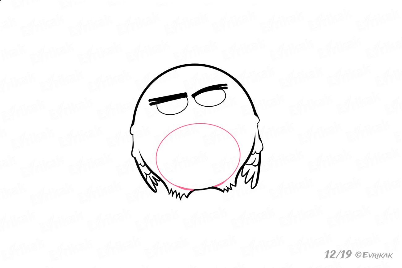 Как нарисовать Бомба из мультфильма "Angry Birds"
