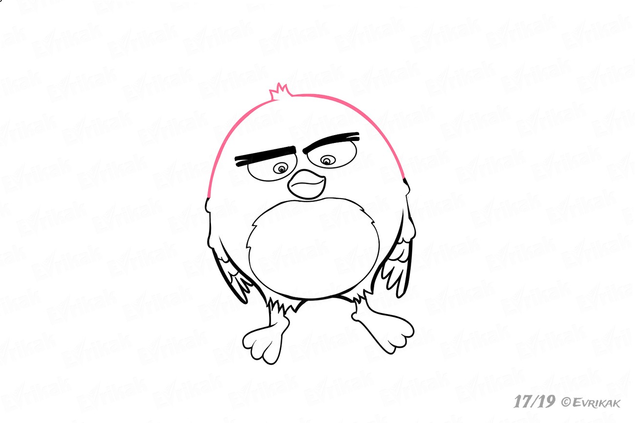 Как нарисовать Бомба из мультфильма "Angry Birds"