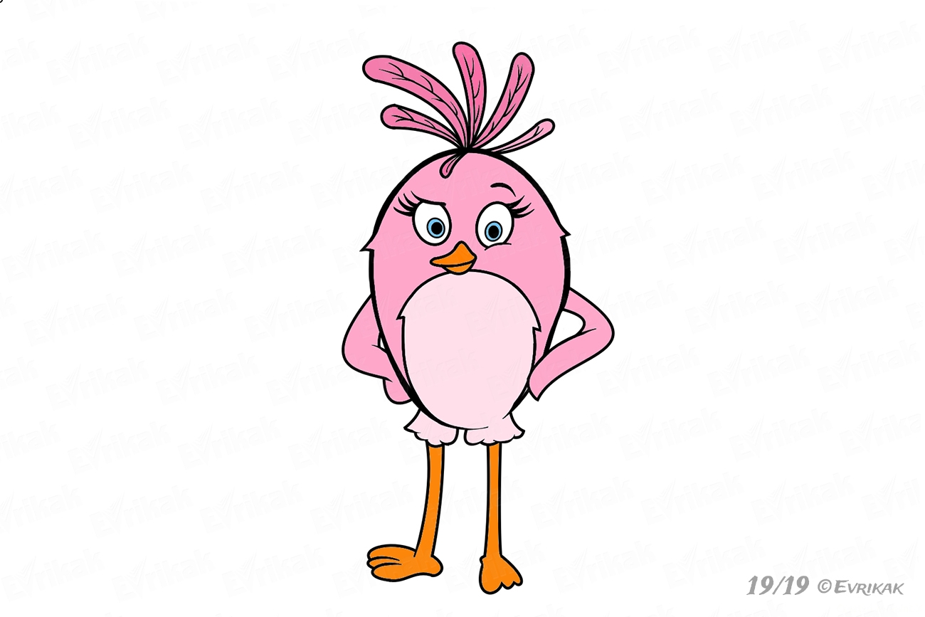 Как нарисовать Стеллу из Angry Birds шаг за шагом