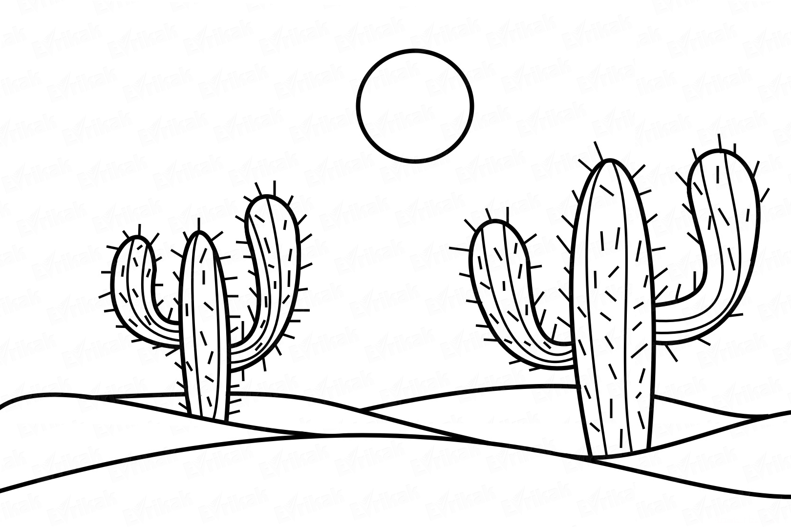 Раскраска Кактусы в пустыне