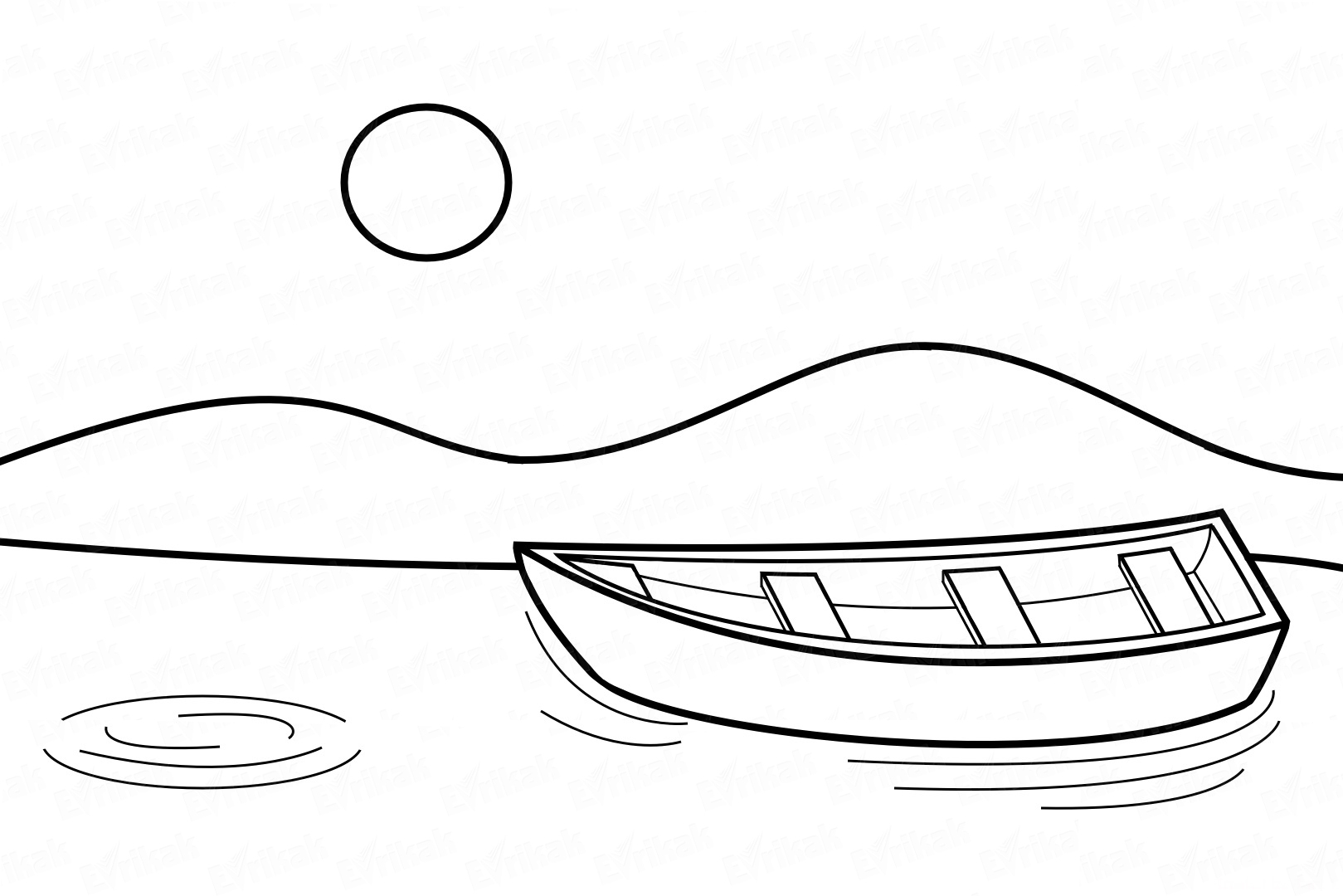 Раскраска Лодка на реке