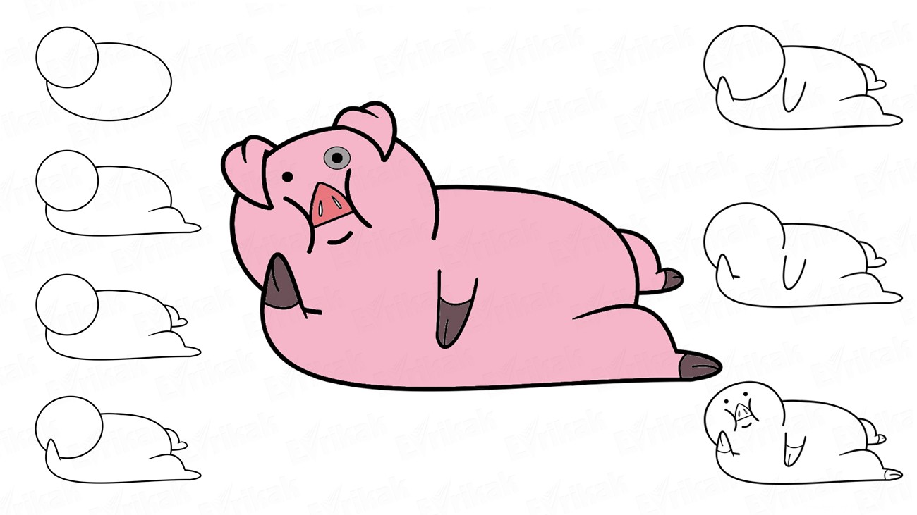 Как нарисовать свинку Пухлю из Гравити Фолз