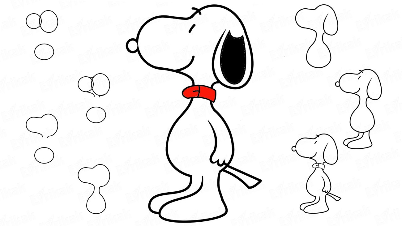 Как нарисовать пса Снупи из мультика “Peanuts”