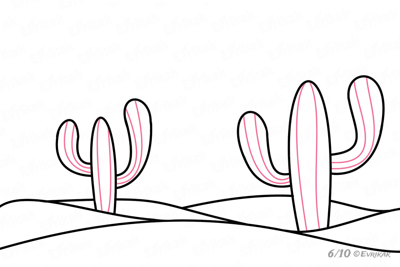 Как нарисовать кактусы в пустыне