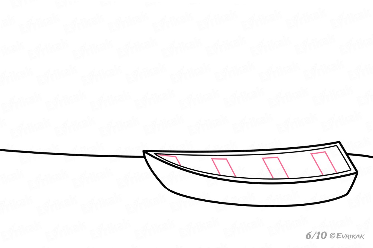 Как нарисовать лодку на реке