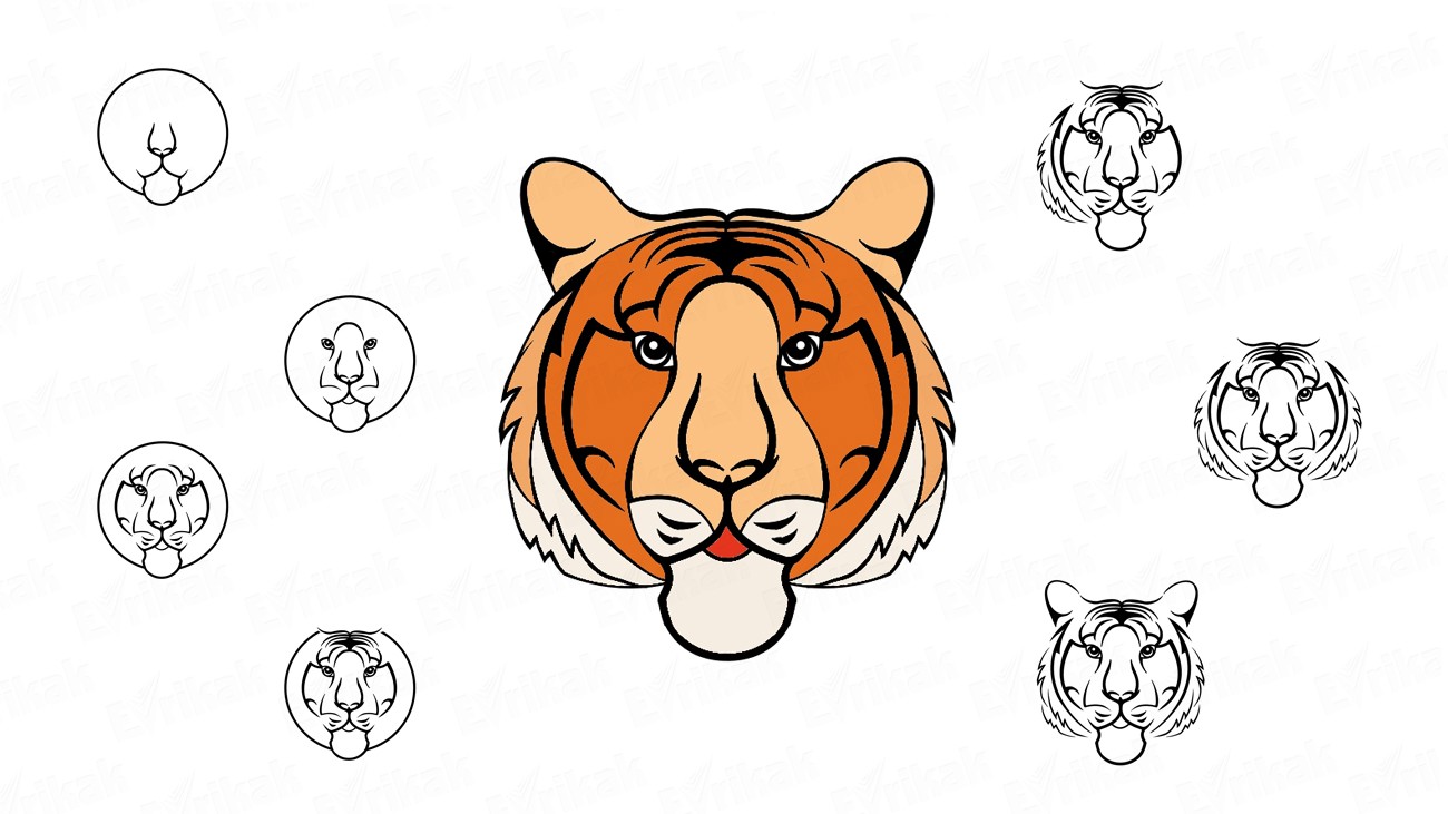 Как нарисовать голову тигра поэтапно (+ раскраска)