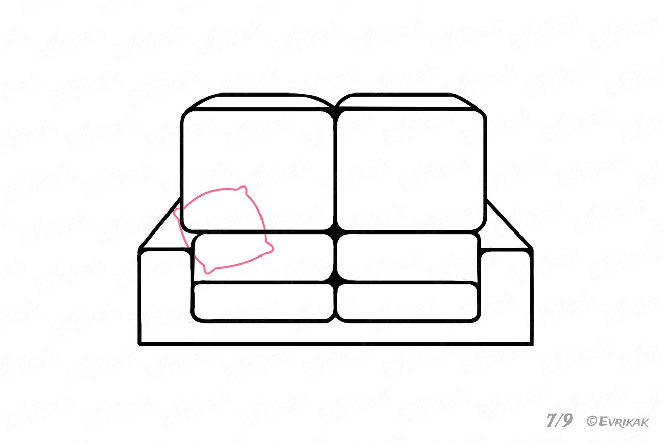 Как нарисовать диван с подушками
