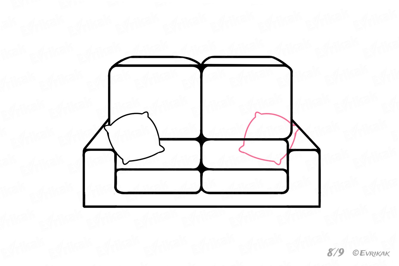 Как нарисовать диван с подушками