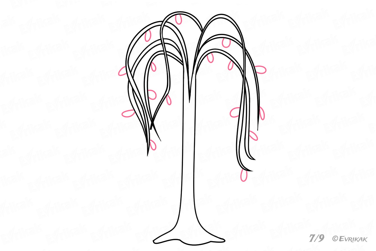 Как нарисовать дерево иву