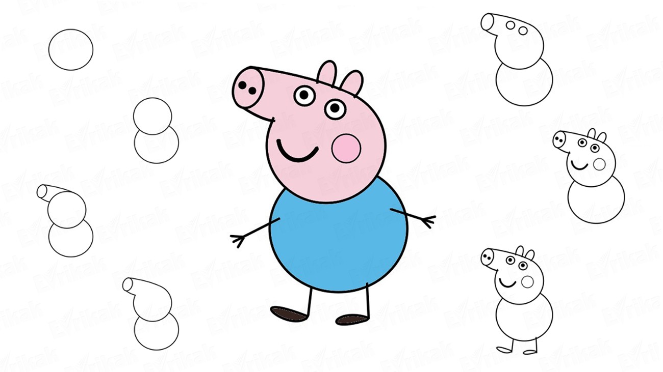 Как нарисовать Джорджа из мультика “Свинка Пеппа” (+раскраска)