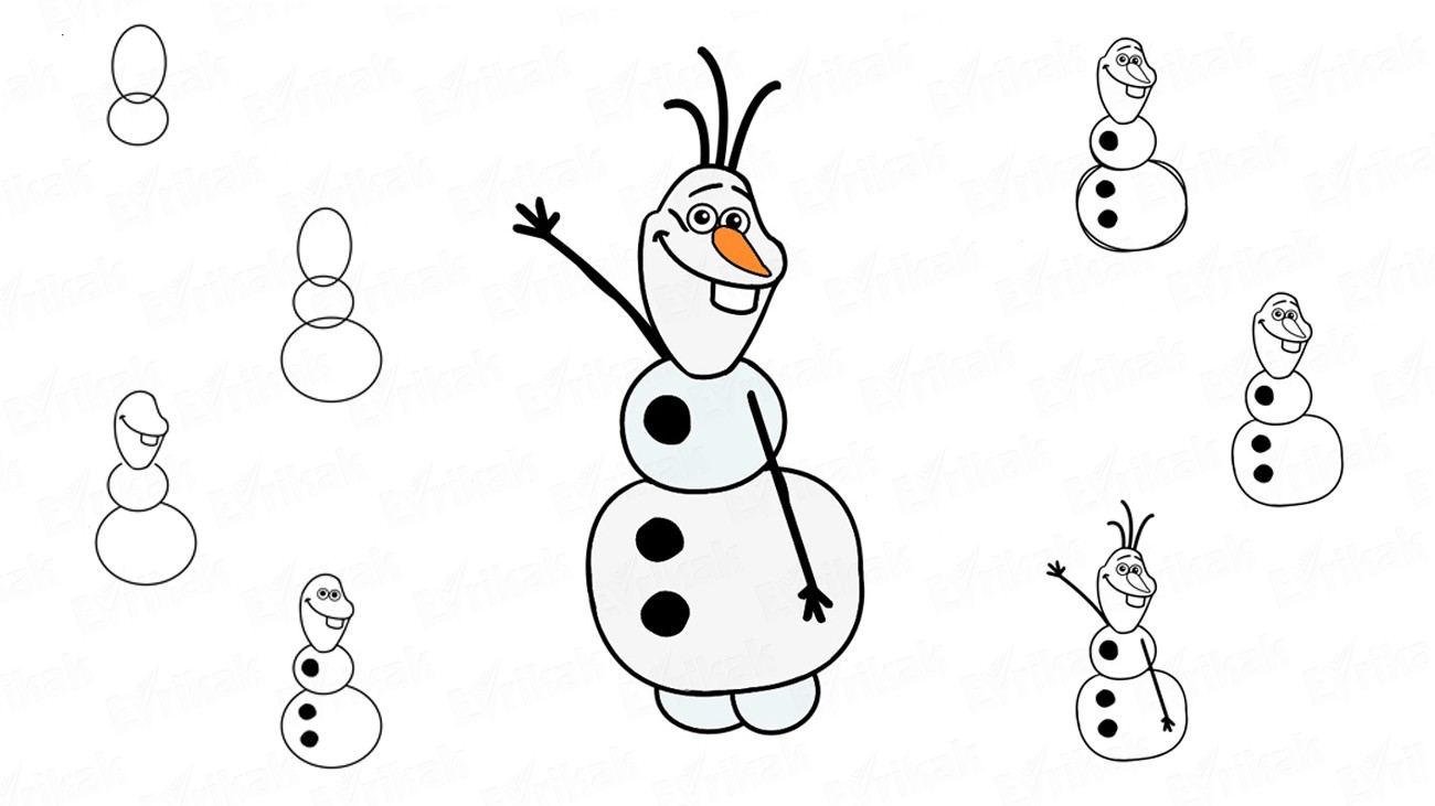 Как нарисовать Олафа из мультика Frozen (+ раскраска)
