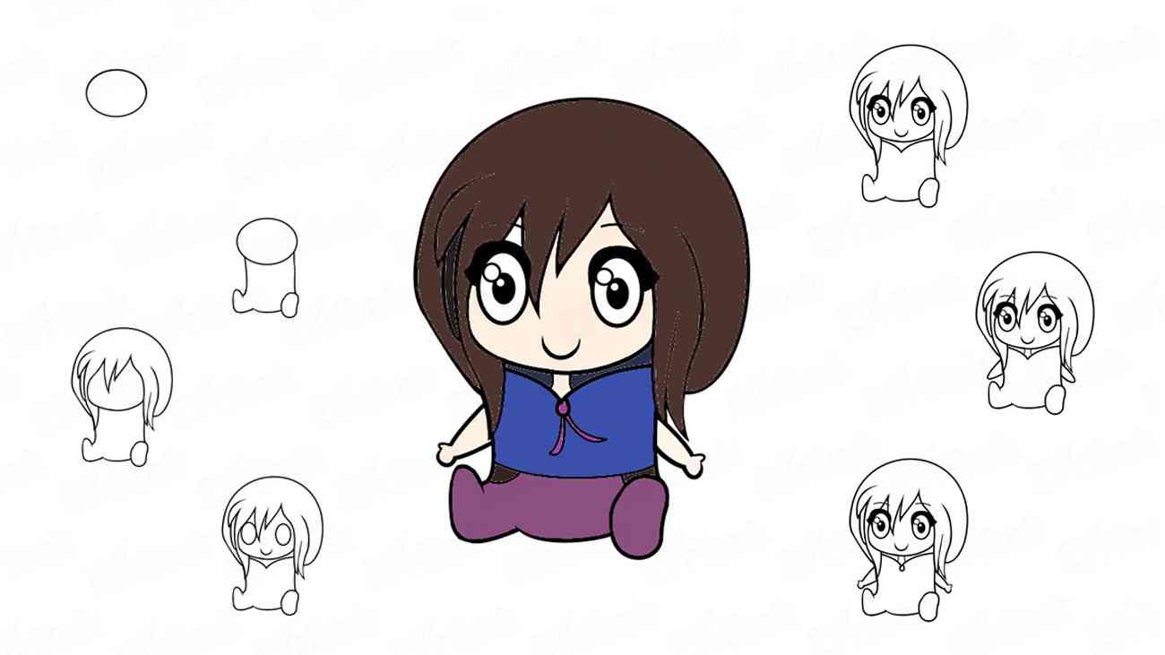 Как нарисовать аниме-девочку в стиле чиби (+ раскраска)