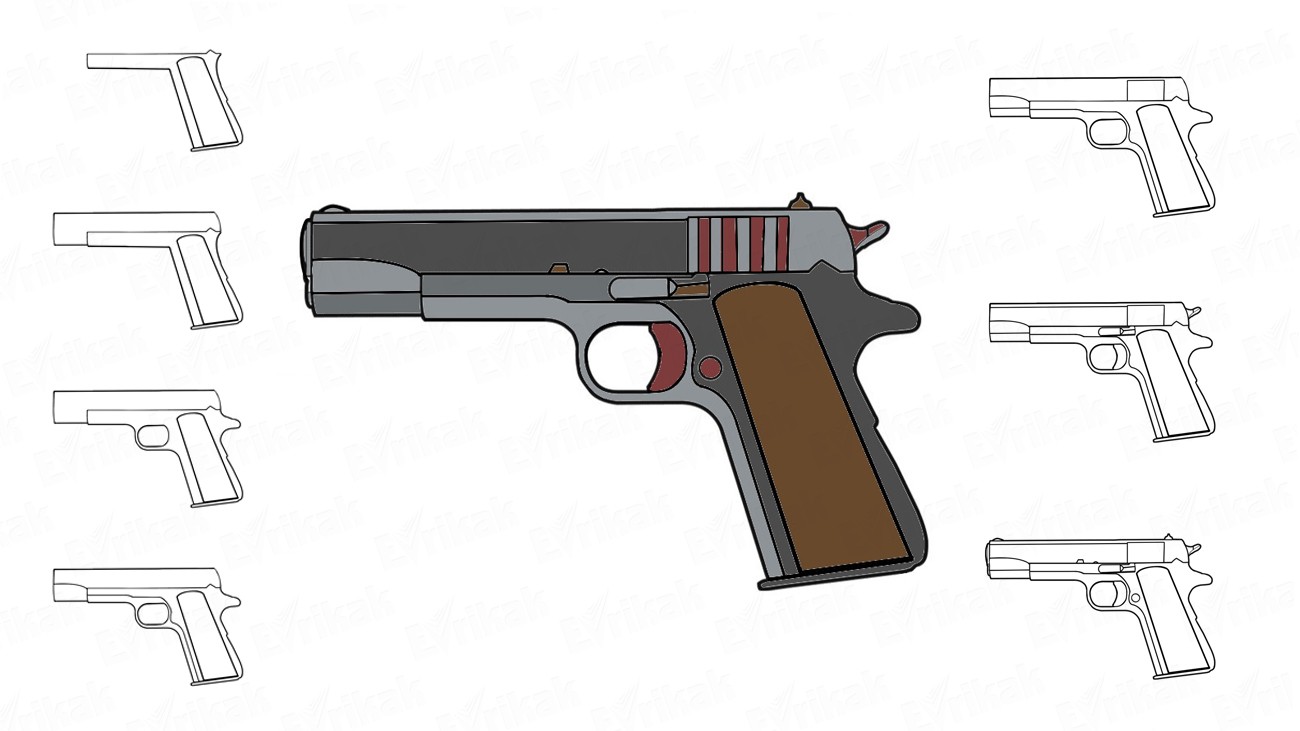Как нарисовать пневматический пистолет (+ раскраска)