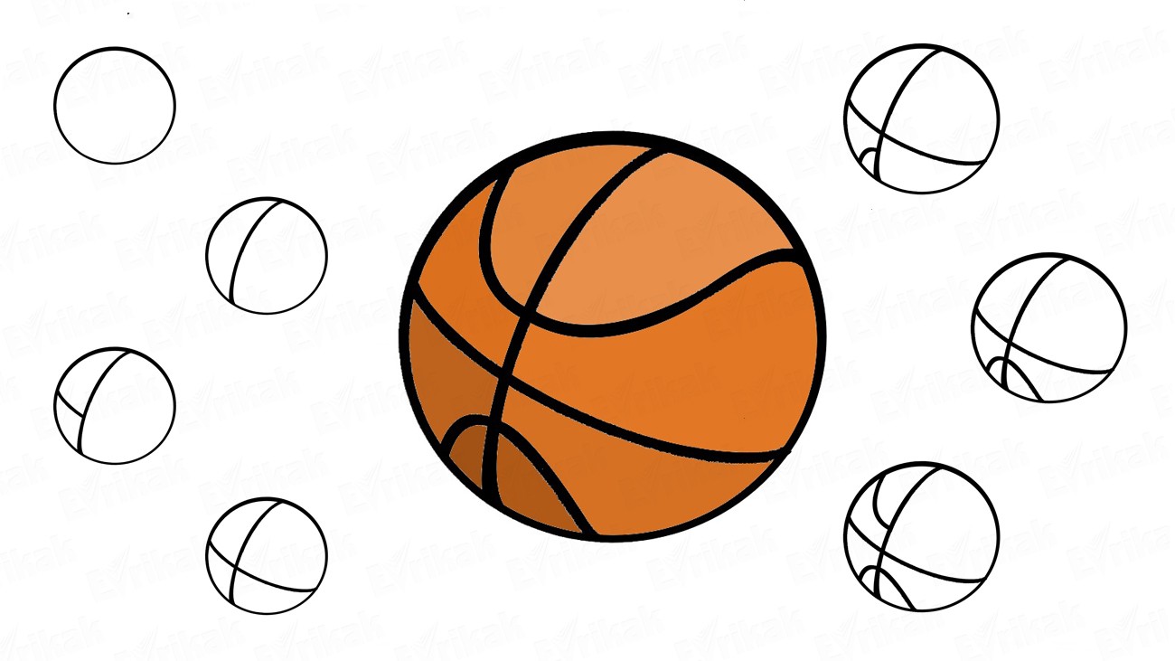 Как нарисовать баскетбольный мяч (+ раскраска)