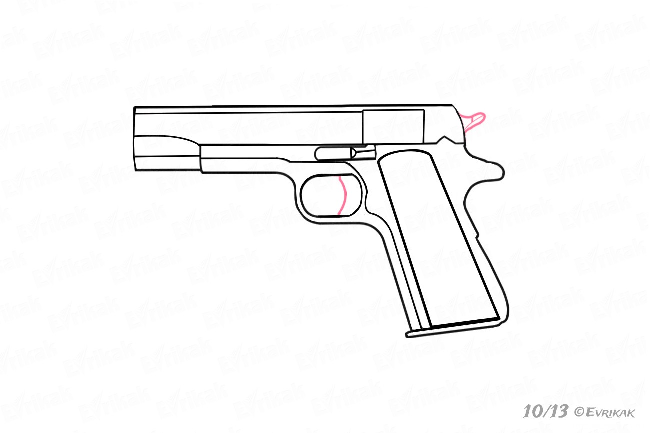 как нарисовать предохранитель пистолета