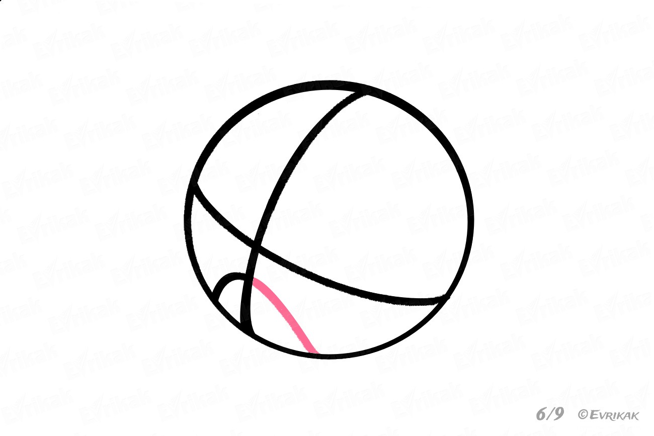 Как нарисовать баскетбольный мяч полукруг