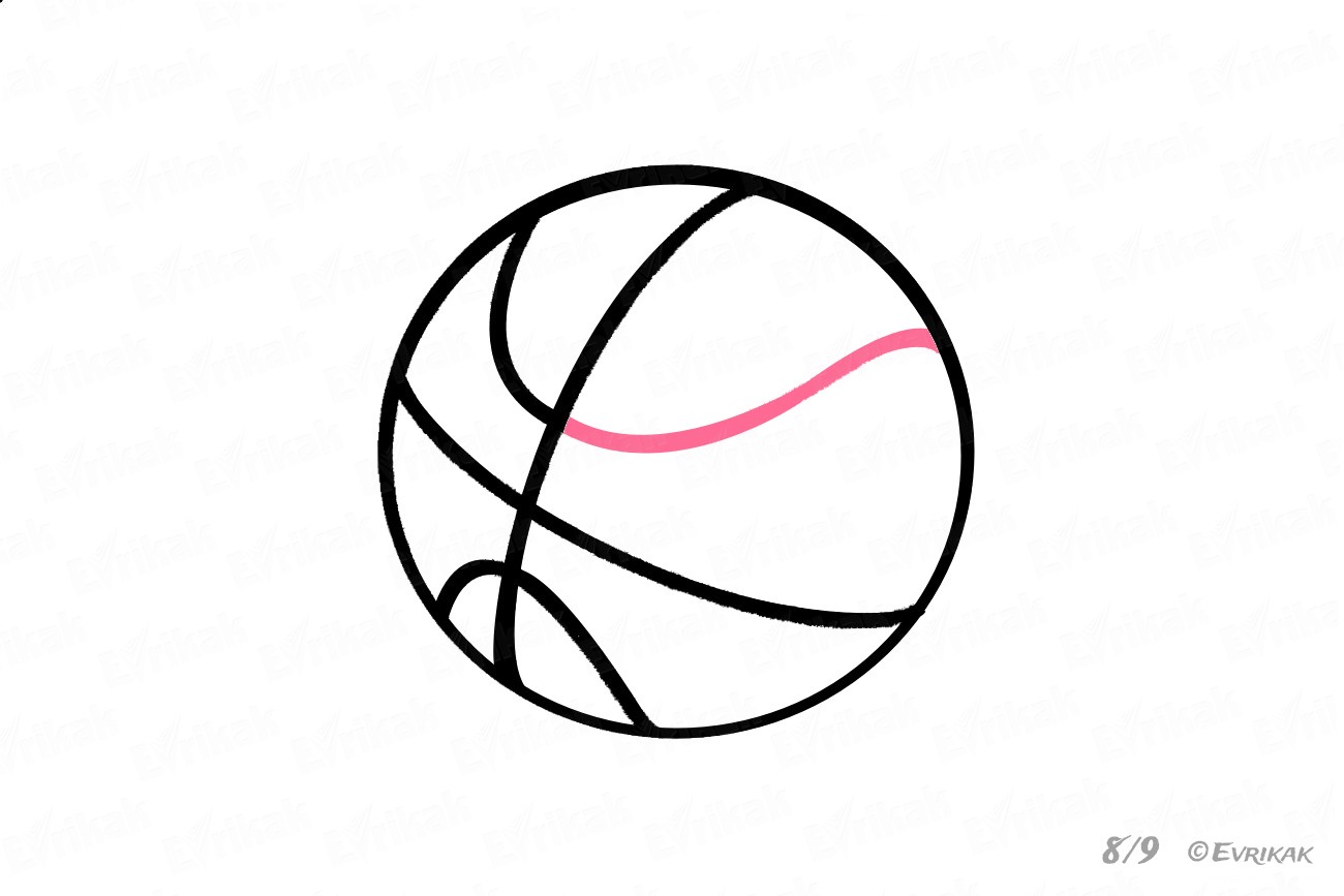 Как нарисовать баскетбольный мяч полкуруг