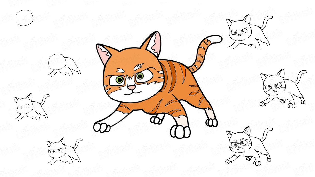 Как нарисовать кота Грома из мультфильма (+ раскраска)