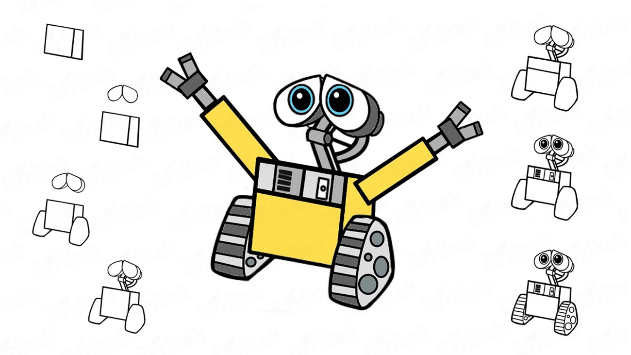 Учимся рисовать робота Валл-И из мультфильма (+ раскраска)