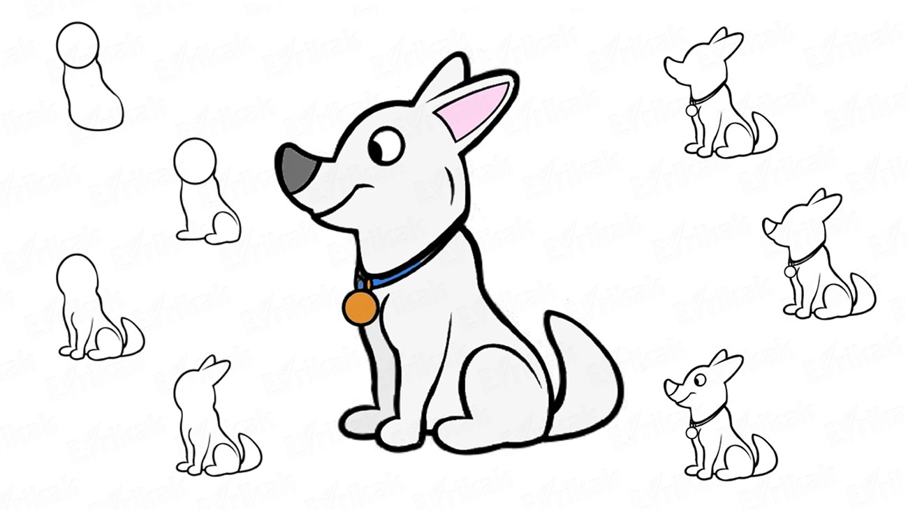 Учимся рисовать пса Вольта из мультика (+ раскраска)