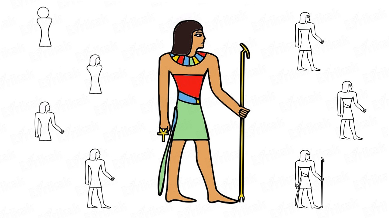 Учимся поэтапно рисовать бога Древнего Египта (+ раскраска)